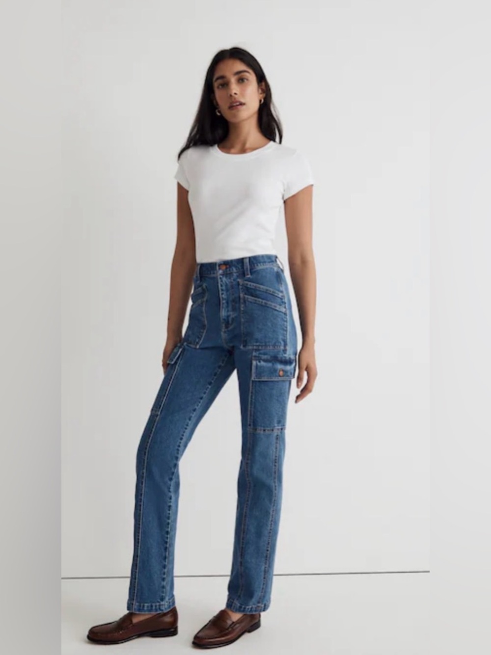 Madewell 90s Straight Utility Cargo Jeans 29 Densmore Wash NN426
